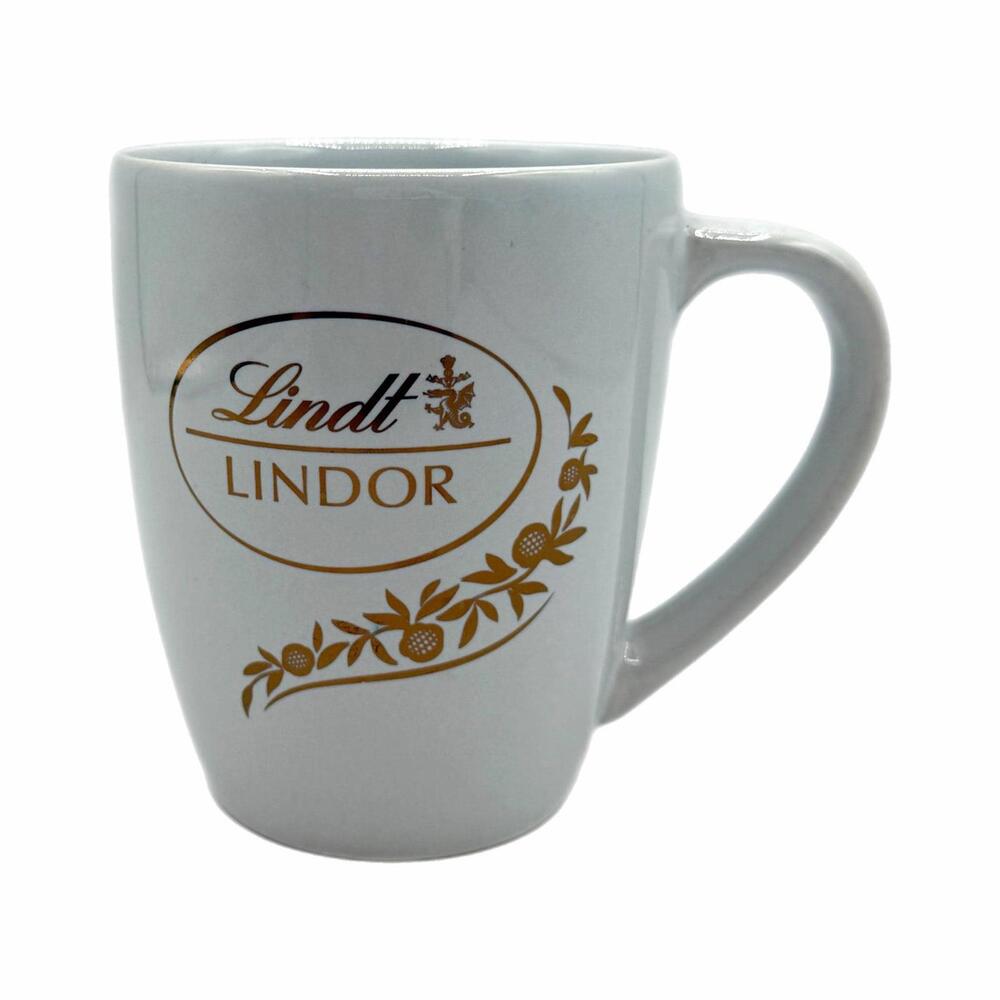 Lindt Lindor Collectible White Ceramic Coffee Mug – Gold Letters